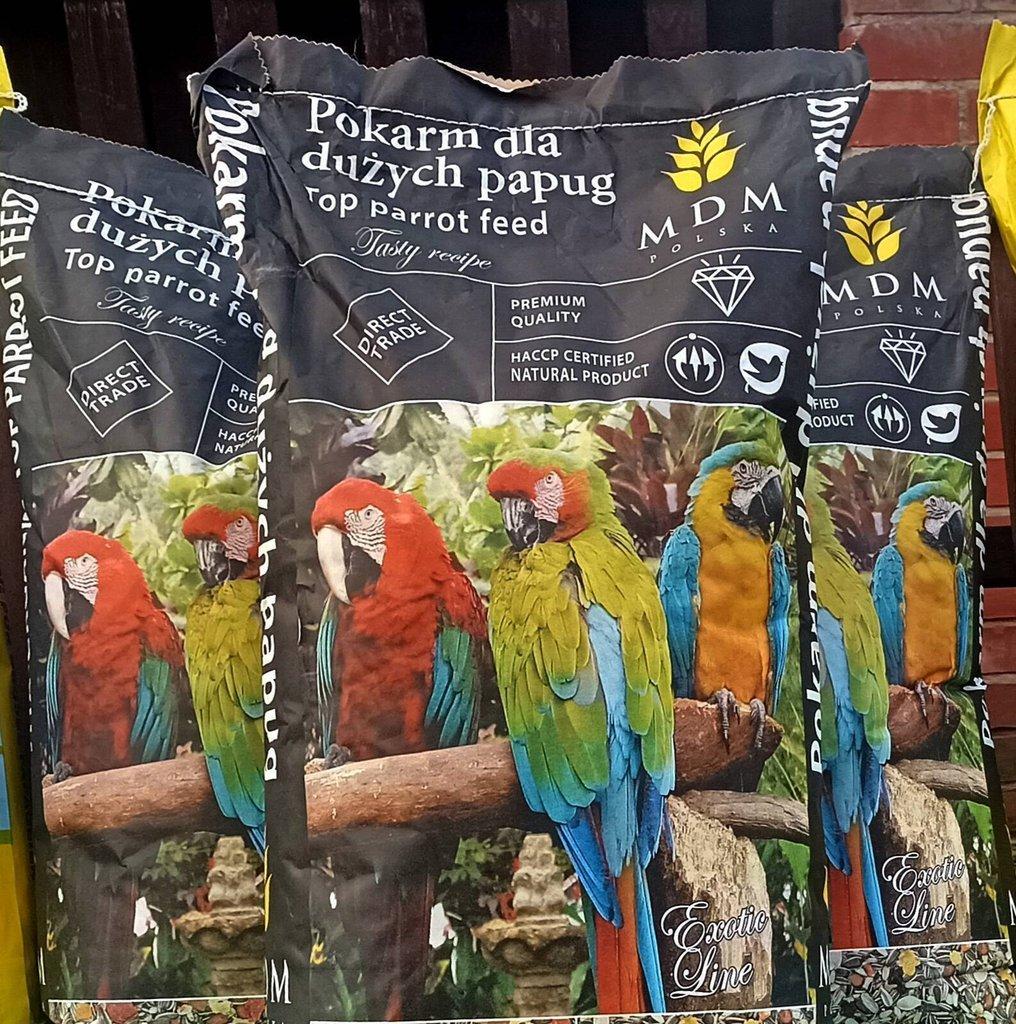 PDE Velký papoušek s ovocem, zeleninou, piniové a kešu oříšky 10 kg..