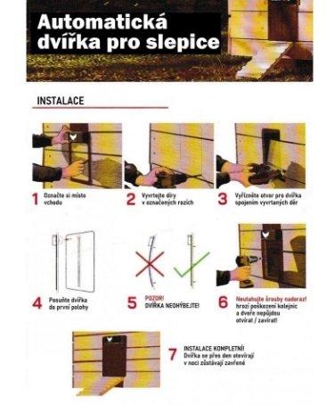Automatická dvířka pro slepice - oranž-modrá