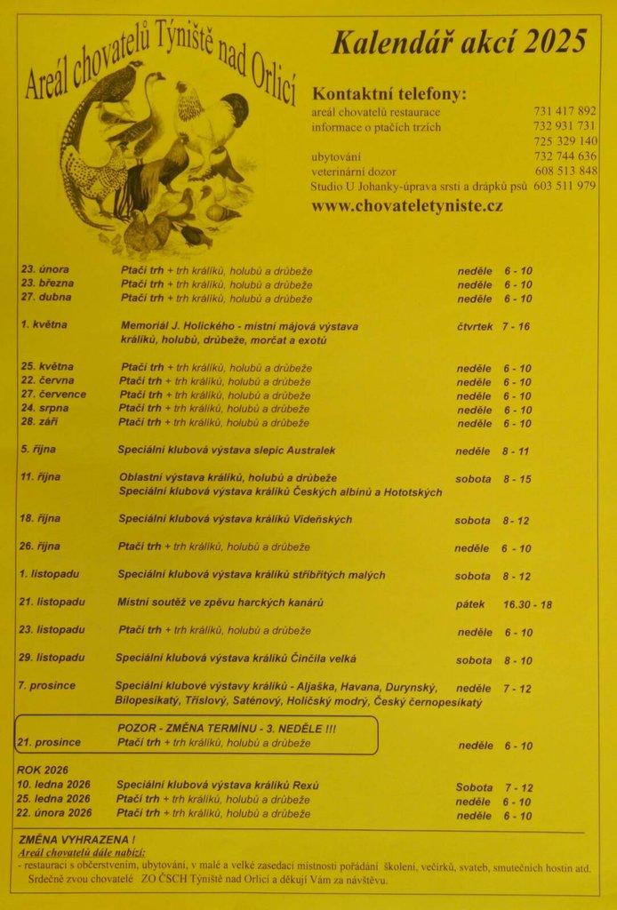 ZO ČSCH Týniště nad Orlicí  - Májová výstava 1 května od 7 hodin do 16 hodin.
