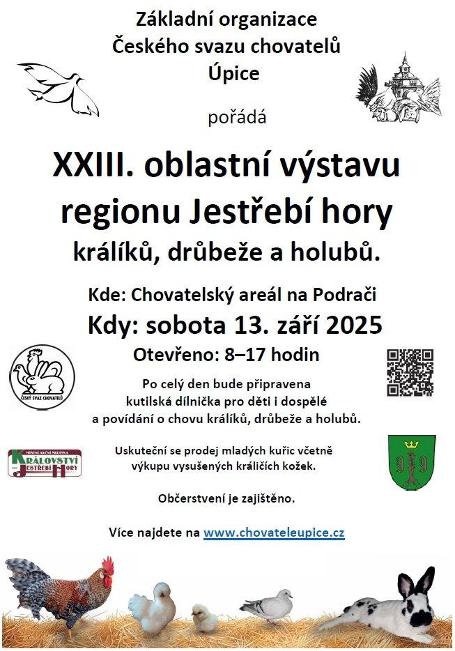 XXIII. Oblastní výstava regionu Jestřebí hory králíků, drůbeže a holubů Úpice