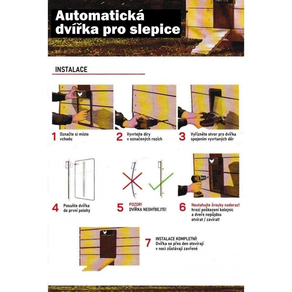 automatická dvířka pro slepice - hnědá