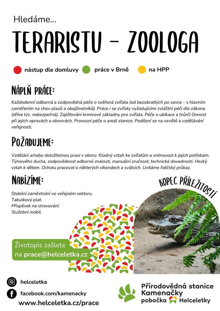 Nabídka práce - terarista/zoolog