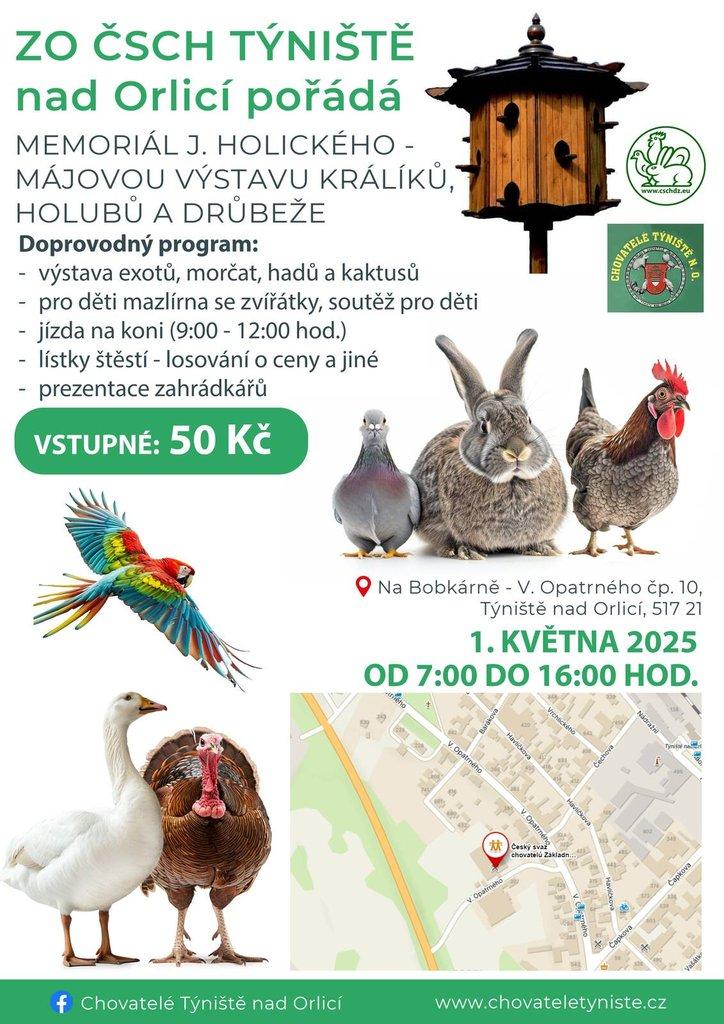 ZO ČSCH Týniště nad Orlicí  - Májová výstava 1 května od 7 hodin do 16 hodin.