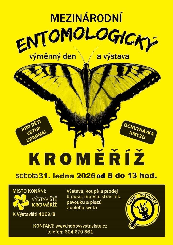 Prodejní výstava brouků a motýlů, Výstaviště Kroměříž, sobota 31.1.2026