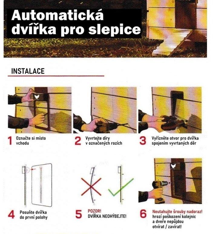 automatická dvířka pro slepice - oranž-modrá