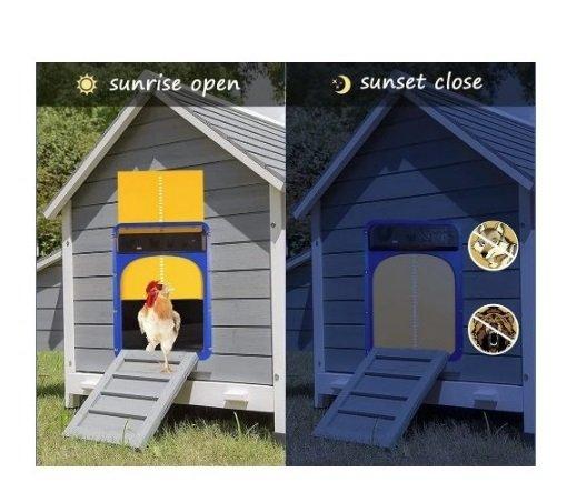 automatická dvířka pro slepice - oranž-modrá