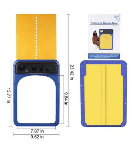 automatická dvířka pro slepice - oranž-modrá